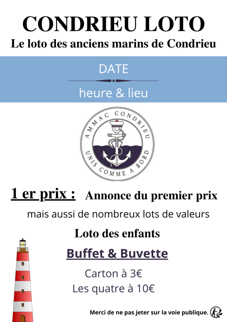 Flyer pour le loto des marins de Condrieu