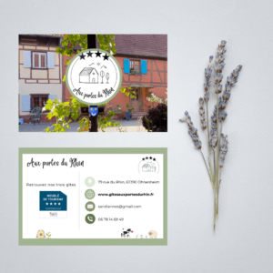 Cartes de visite pour les gîtes Aux portes du Rhin à Ohnenheim.